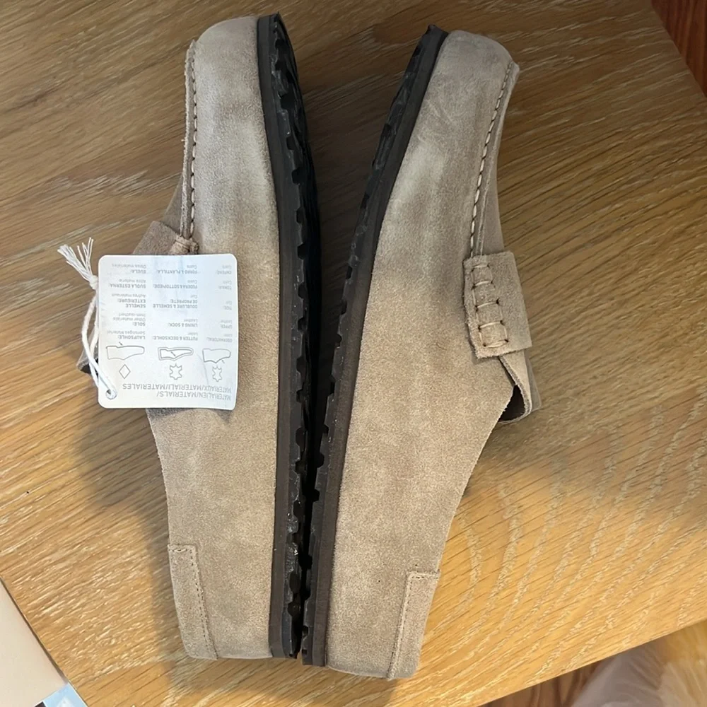 Birkenstock Suede Penny Loafers in Beige